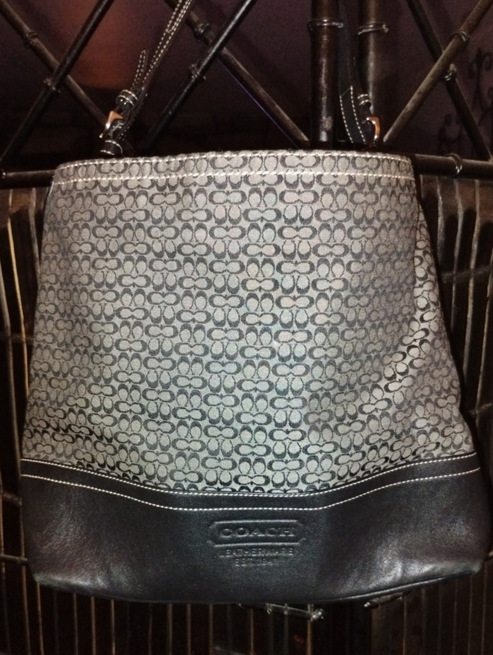 Y2K Coach Mini C Signature Black and Gray Shoulder Bag